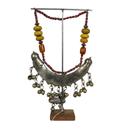 COLLANA MUZE' - COLLANA MUZE' etnia Harari in metallo argentato perle di vetro ed ambra, Le spose 
