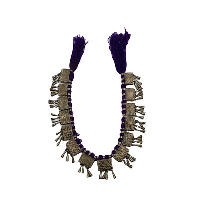 COLLANA MERGAF - COLLANA MERGAF etnia Wollo in filo di lana ed argento, le piccole scatole servono 