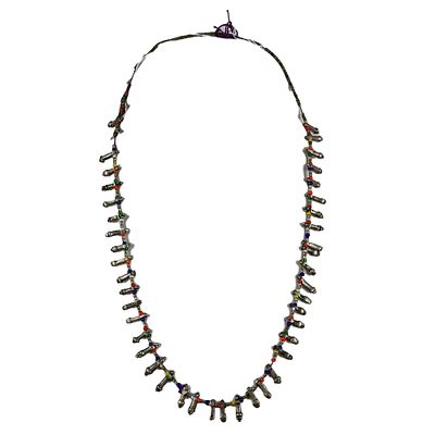 COLLANA - COLLANA etnia Oromo in metallo argentato e perline di vetro. Le donne Oromo indossano 