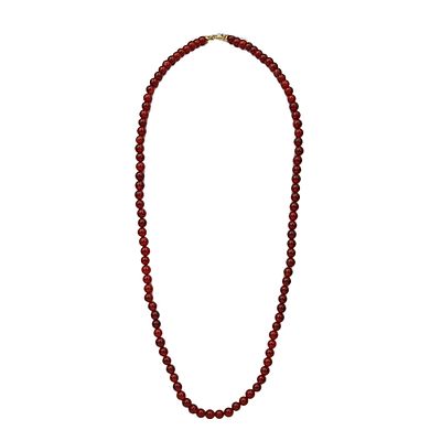 COLLANA - COLLANA in granato naturale composta da una fila di perle sferiche di colore rosso 