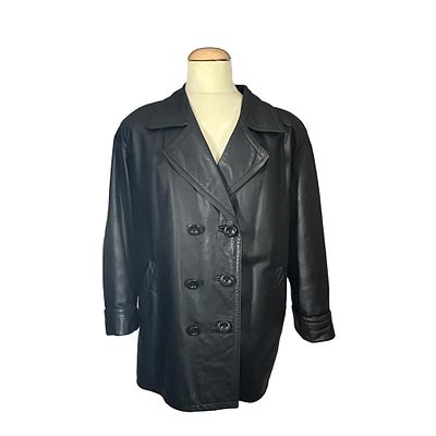 GIUBBOTTO DA UOMO - GIUBBOTTO DA UOMO in vera pelle nera taglia IT 44, modello doppio petto con 