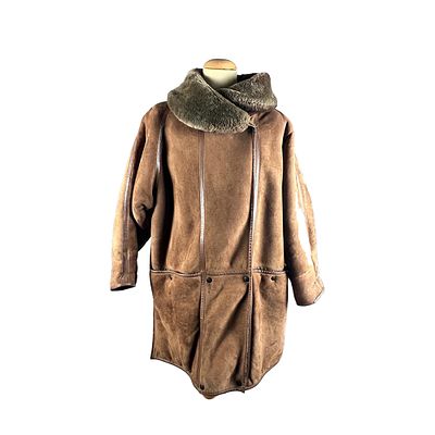 CAPPOTTO - CAPPOTTO in pelle scamosciata marrone taglia IT 42/44 con interno e collo in montone 
