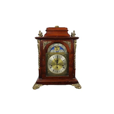 OROLOGIO DA TAVOLO - OROLOGIO DA TAVOLO in legno con applicazioni in bronzo con fasi lunari XX 