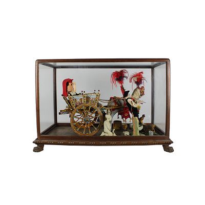 COMPOSIZIONE - COMPOSIZIONE con carretto siciliano in legno e terracotta dipinta Sicilia XX secolo 