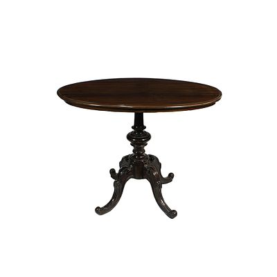 TAVOLINO DA SALOTTO - TAVOLINO DA SALOTTO in legno di mogano di forma ovale piede tornito 