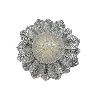 PLAFONIERA E 2 APPLIQUE - PLAFONIERA E 2 APPLIQUE in vetro di Murano trasparente con decoro a 