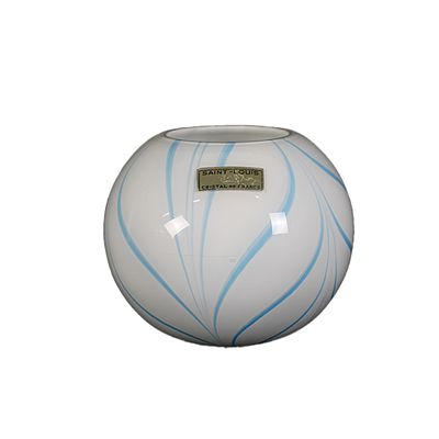 VASO SAINT LOUIS - VASO SAINT LOUIS in cristallo bianco con decorazioni a fili blu , applicate 