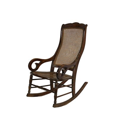 SEDIA A DONDOLO IN STILE LIBERTY - SEDIA A DONDOLO IN STILE LIBERTY in legno di noce, seduta e 