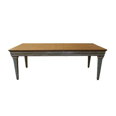 TAVOLO LUIGI XVI - TAVOLO LUIGI XVI in legno laccato e dorato di forma rettangolare a quattro 