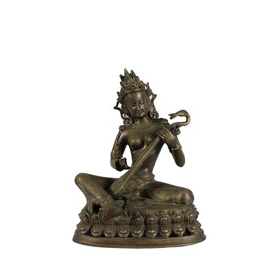SCULTURA - SCULTURA in fusione di ottone raffigurante dea ind&ugrave;' Sarawati divinit&agrave; 