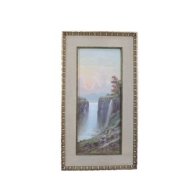 VINCENZO UDINE - VINCENZO UDINE olio su compensato raffigurante paesaggio con cascata dentro 