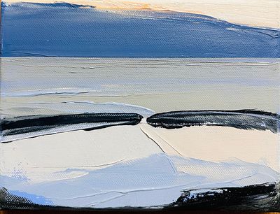 Колганова Вера Владимировна. &laquo;Край воды&raquo;. 2023 год. Холст, масло. 18 &times; 24 см. Куршская коса – 