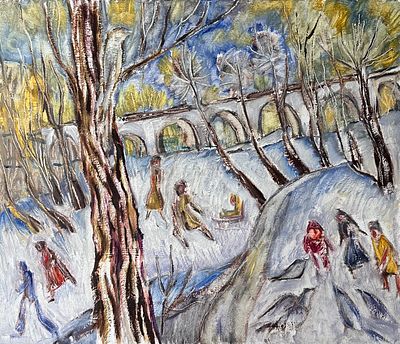 Эдельман Галина Самсоновна (род. 1938). &laquo;В ноябре у акведука&raquo;. 2016 год. Оргалит, масло. 61 &times; 73 см.