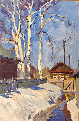 Клементьева Светлана Арсеньевна (1930-1970). &laquo;Мартовский день&raquo;. 1967 год. Бумага, масло. 46 &times; 