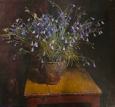 Кудрин Виктор Петрович (1925-1999). &laquo;Колокольчики&raquo;. 1982 год. Картон, масло. 50,5 &times; 55 см. Из 