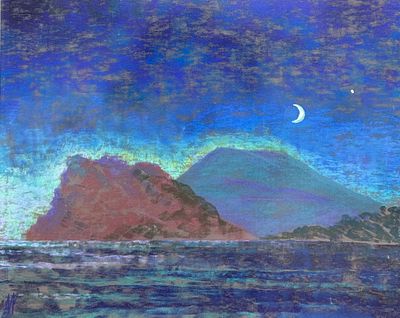 Алавердова Ирина Робертовна (1974-2021). &laquo;Ночь над Кара-Дагом&raquo;. 2018 год. Бумага, пастель. 