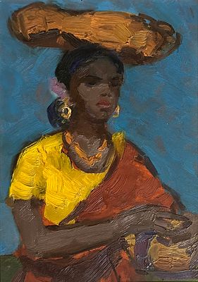 Гусева Тамара Петровна (1918-2002). &laquo;Фестивальный этюд&raquo;. 1957 год. Картон, масло. 23 &times; 17,5 см. 