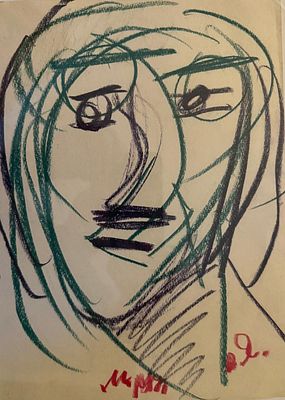 Яковлев Владимир Игоревич (1934-1998). Портрет. 1980-е г. Бумага, цветные фломастеры. 29,6 &times; 21 