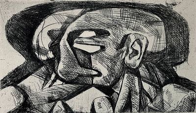 Неизвестный Эрнст Иосифович (1925-2016). &laquo;Поцелуй&raquo;, 1960-70-е г. Бумага, офорт. 