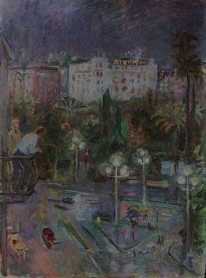 Власова Клара Филипповна (1926-2022). &laquo;Вечер в Париже&raquo;, 1973 год. Картон, масло. 
70,5 &times; 51,5 см. 