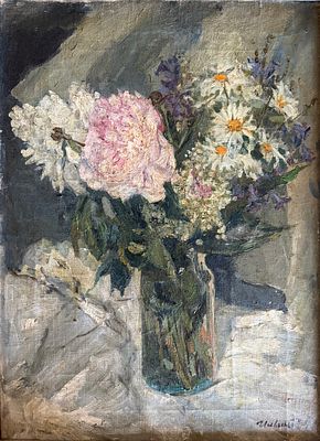 Ильин Евгений Владимирович (1904-1982). &laquo;Цветы&raquo;, 1944 год. Холст, масло. 63 &times; 45 см. . Честь 