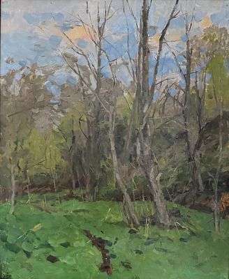 Сергеев Николай Сергеевич (1908-1989). &laquo;Весной&raquo;, 1953 год. Картон, масло. 55,5 &times; 45,5 см. В 