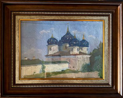 Исаев Юрий Васильевич (1936–2018). &laquo;Монастырь&raquo;, 1985 год. Холст, масло. 26,5 &times; 36,5 см. В раме: 
