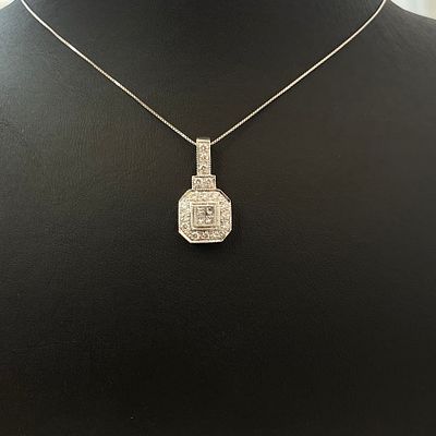 שרשרת זהב לבן 14K משובצת 0.70 קראט יהלומים צבע F נקיון VS מק"ט 422. שרשרת זהב לבן 14K משובצת 