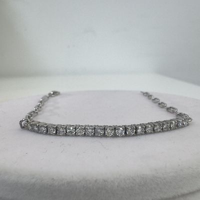 צמיד חצי טניס יהלומים וחוליות 1.02 קראט צבע F ניקיון VS זהב 14K לבן מק״ט 755. צמיד חצי טניס 