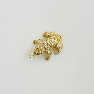 תליון יהלומים בצורת צפרדע 0.17 קראט צבע F ניקיון VS-SI זהב 14K מק״ט 645. תליון יהלומים בצורת 