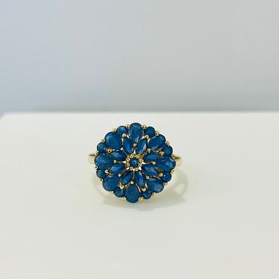 טבעת טיפות ספירים כחולות 2.00 קראט זהב צהוב 14K מק"ט 76. טבעת טיפות ספירים כחולות זהב צהוב 