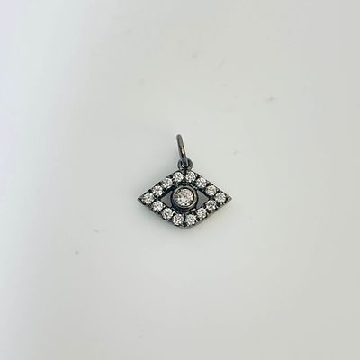 תליון יהלומיים טבעיים בצורת עין 0.12 קראט צבע F ניקיון VS זהב 14K צהוב מק״ט 675. תליון יהלומיים 