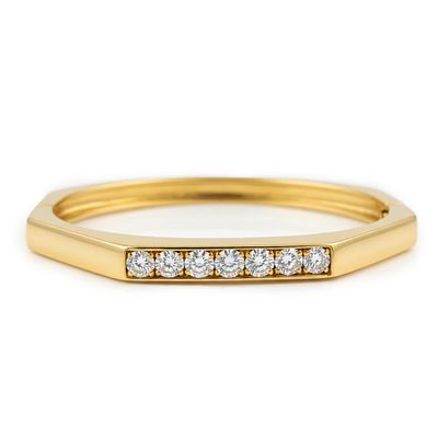 צמיד מתומן קשיח זהב צהוב 14K משובץ 1.20 קראט יהלומים טבעיים צבע F נקיון VS מק"ט 268. צמיד מתומן 