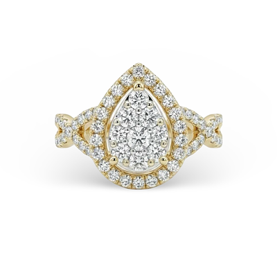 טבעת יהלומים טבעיים בעיצוב טיפה 1.70 קראט צבע E-F ניקיון VS-VVS זהב 14K צהוב מק"ט 540. טבעת 