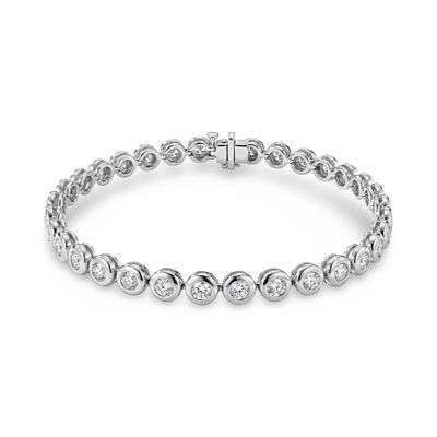 צמיד טניס זהב לבן 14K משובץ 3.00 קראט יהלומים טבעיים צבע F נקיון VS מק"ט 94. צמיד טניס זהב לבן 