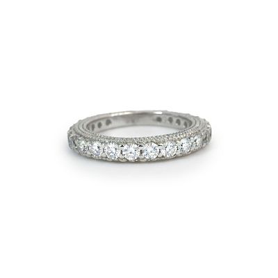 טבעת איטרניטי יהלומים טבעיים 0.90 קראט יהלומים טבעיים צבע F ניקיון VS זהב 14K לבן מק"ט 23. טבעת 