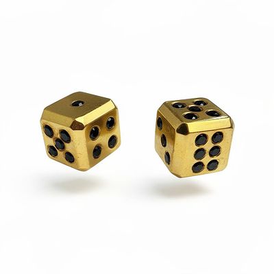 קוביות משחק זהב 14K יהלומים 0.84 קראט מק״ט Y7. קוביות משחק מזהב ויהלומים שחורים 0.84 קראט זהב 