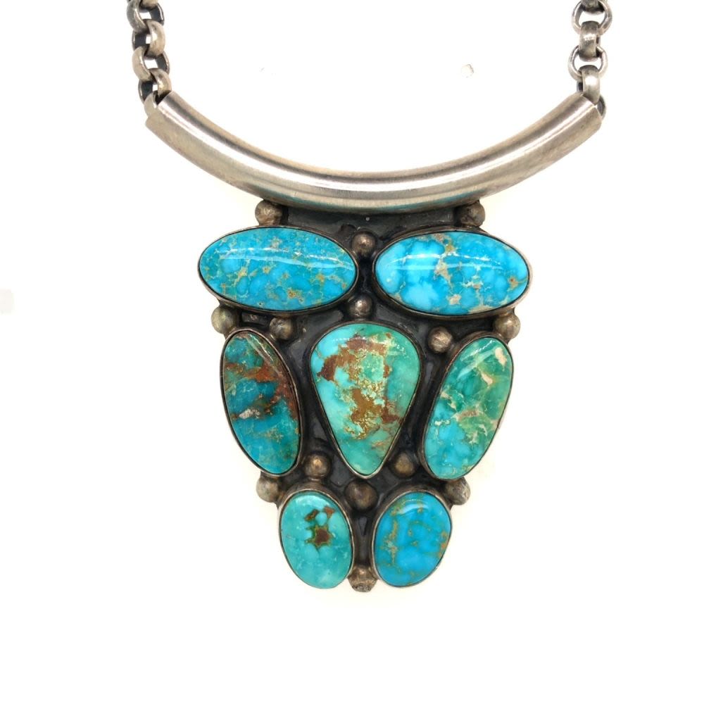 Lot 154: Ray Delgarito Vintage Turquoise Pendant Necklace