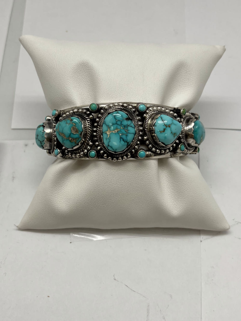 Lot 163: Artist Leo Feeney Lone Mountain Turquoise Cuff Bracelet
