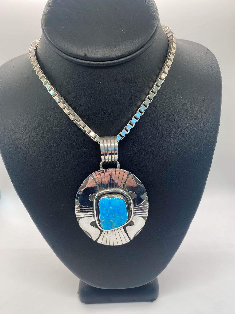 Lot 159: Stunning Blue Ridge Turquoise Pendant Necklace