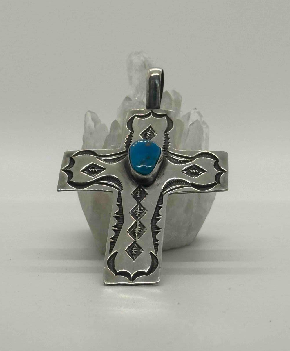 Lot 163: Thomas Charlie Blue Ridge Turquoise Cross Pendant