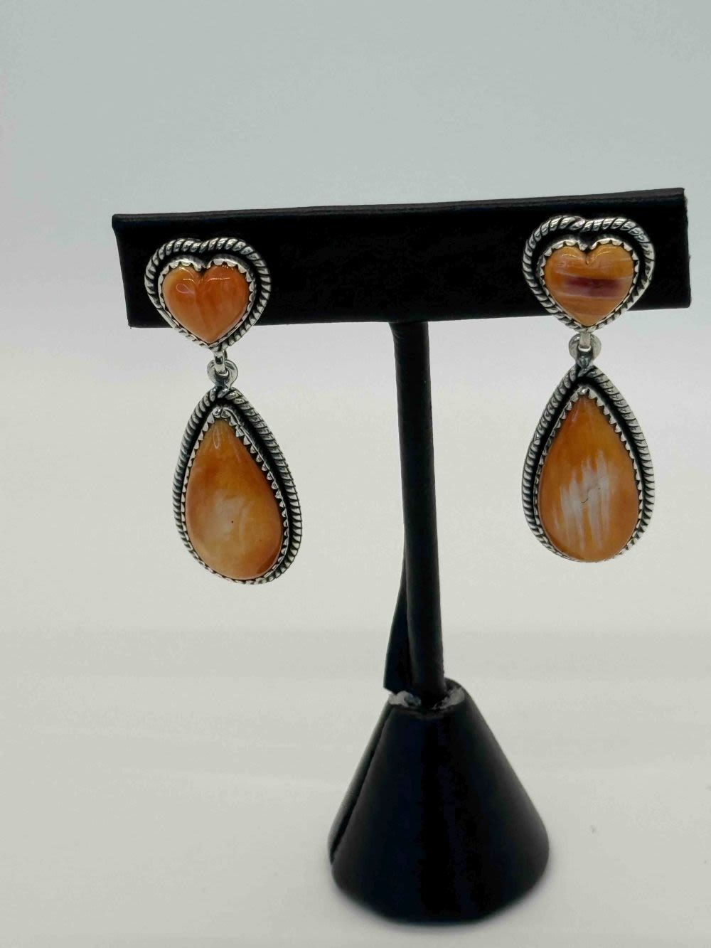Lot 174: Orange Spiny Oyster Heart Post Earrings