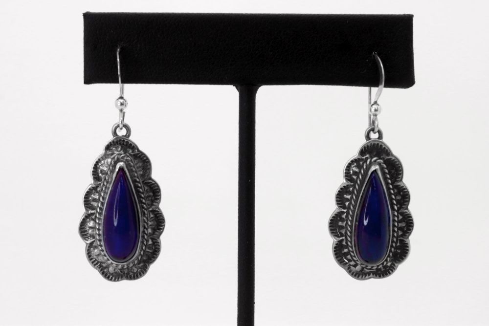 Lot 11: Navajo Kevin Ramone Sterling Silver Lapis Earrings