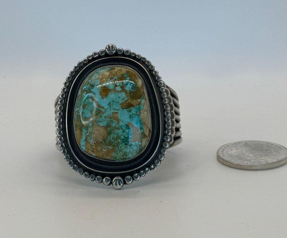 Lot 13: Leon M.T.Z. Floral Royston Turquoise Cuff