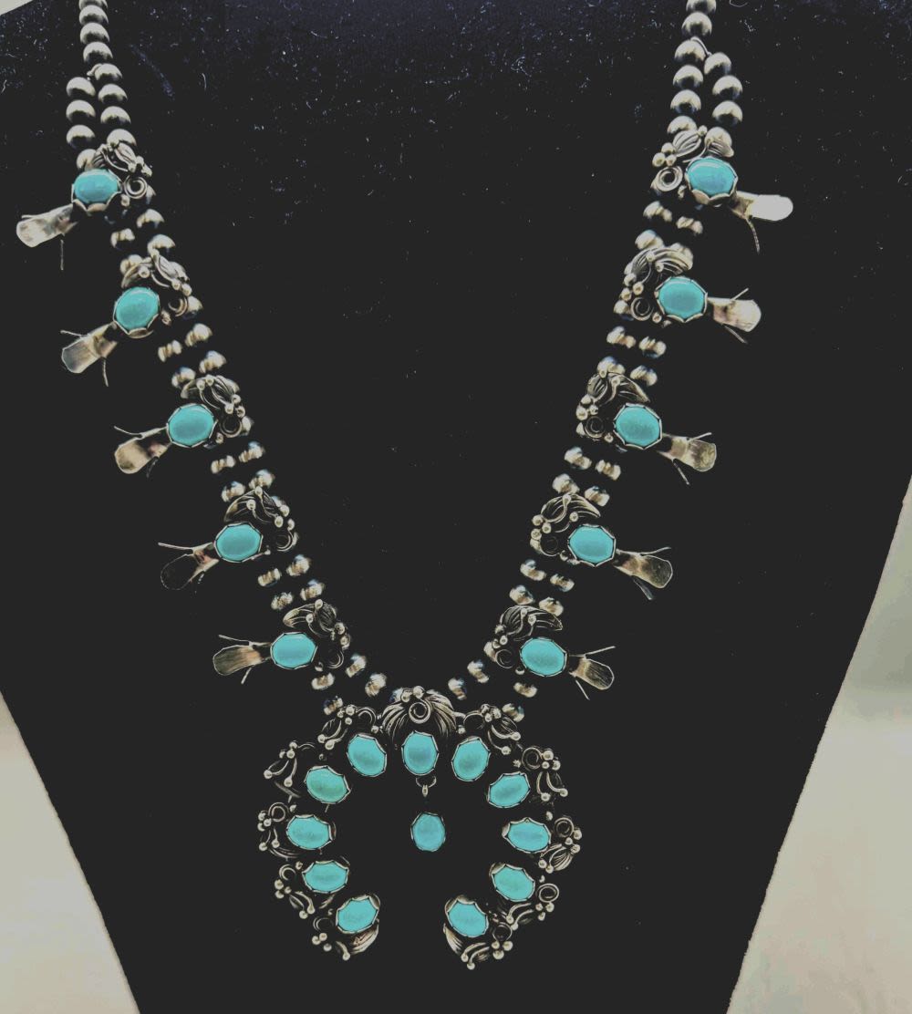 Lot 25: L. Begay Sleeping Beauty Turquoise Squash Blossom