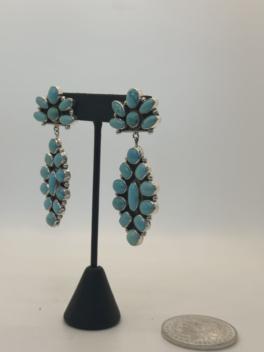 Lot 27: Navajo D. Wylie Sonoran Gold Turquoise Earrings