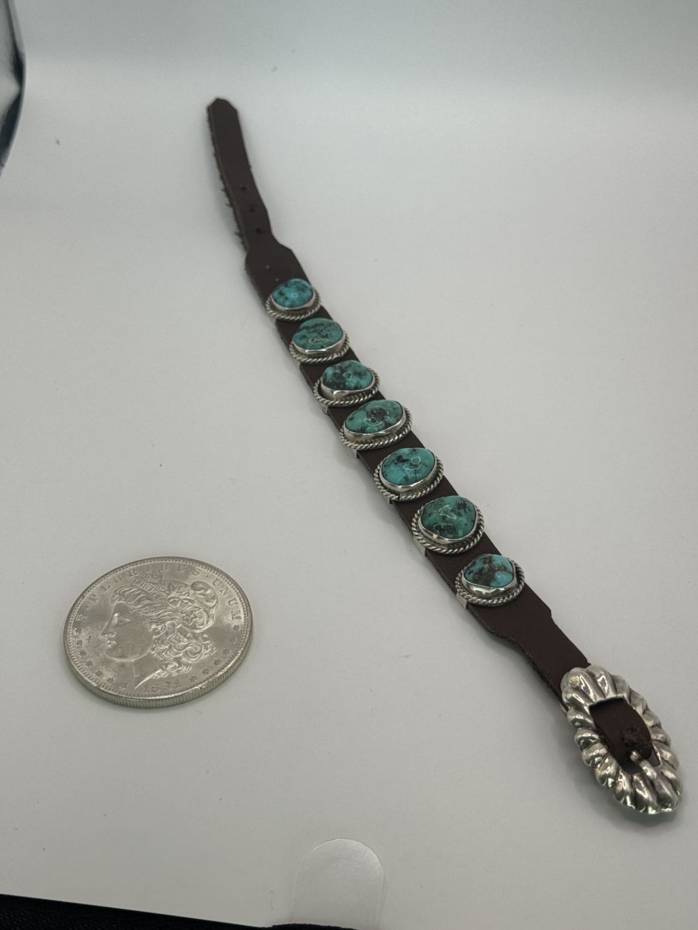 Lot 30: Henry Morgan Navajo Turquoise Concho Bracelet