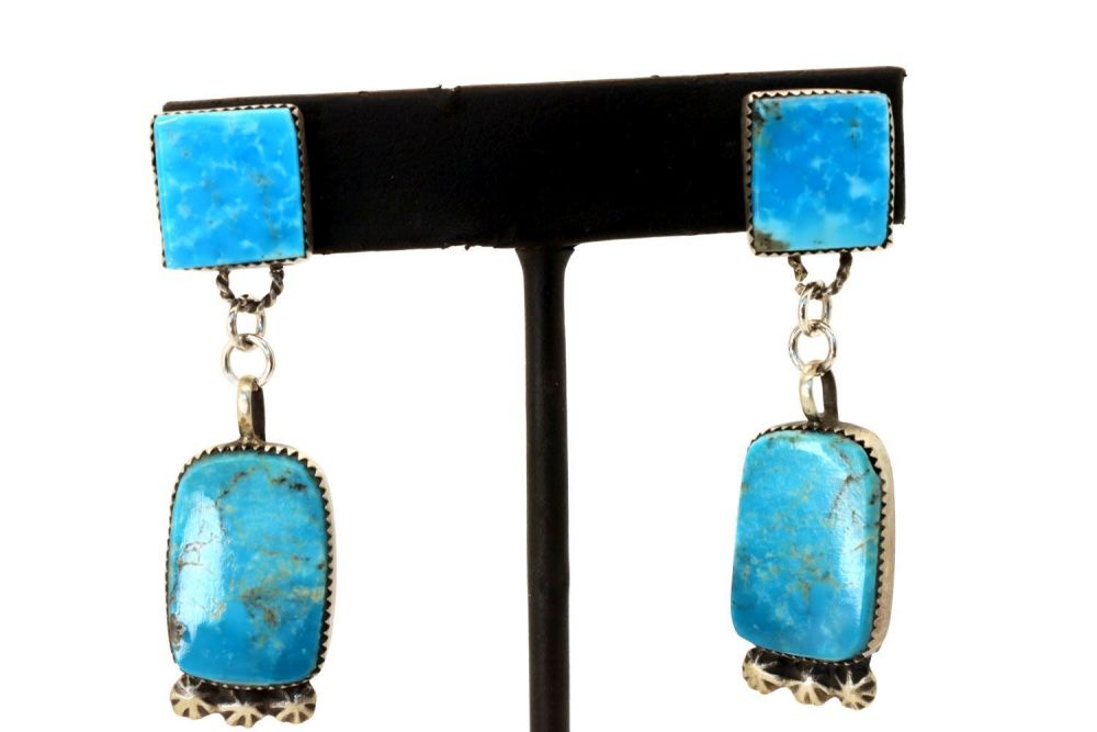 Lot 94: Selena Warner Pilot Mountain Turquoise Earrings