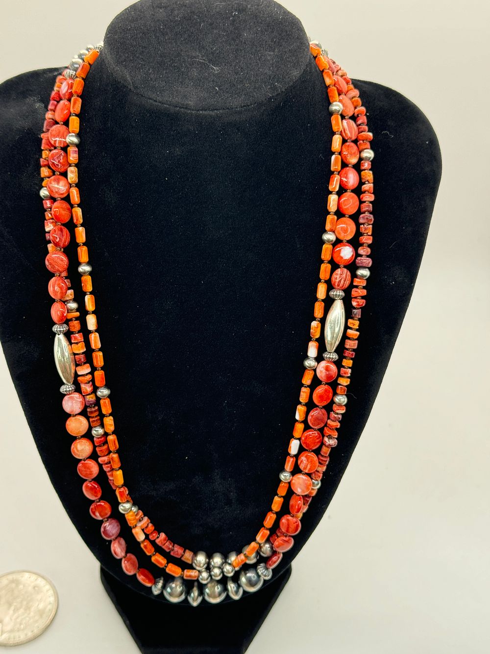 Lot 10: Native American Spiny Oyster Multi Strand Necklace
