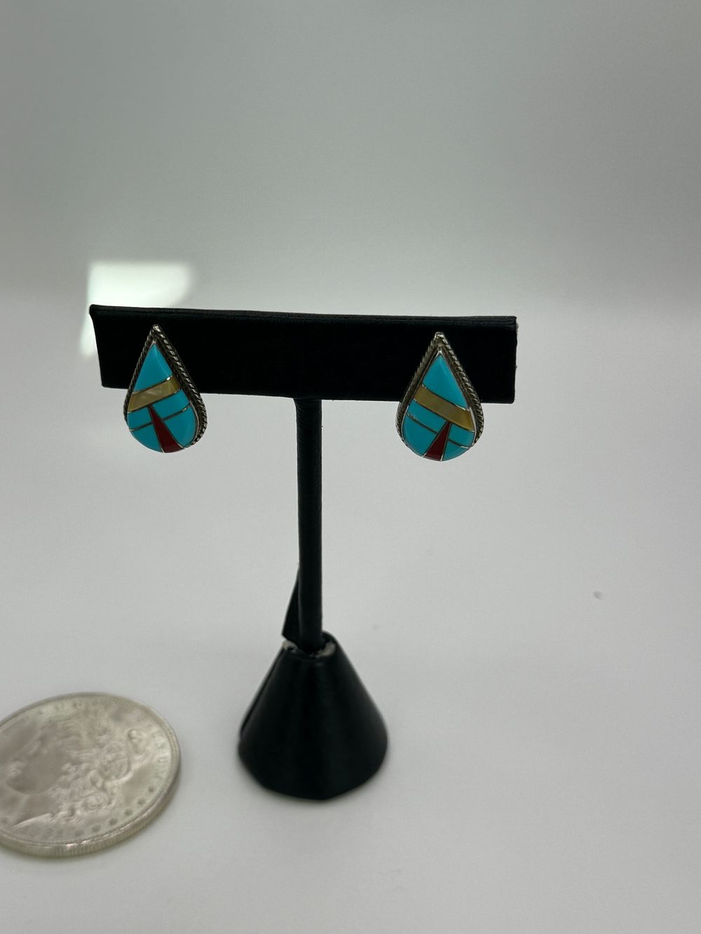 Lot 17: Vintage Navajo Channel Inlay Earrings